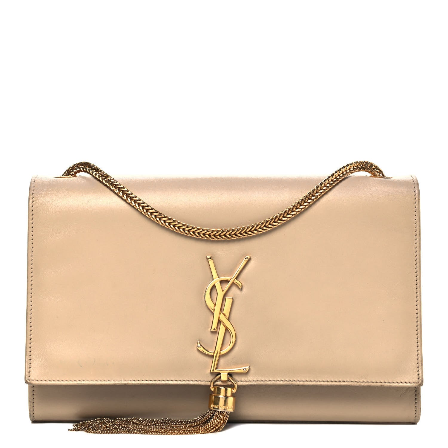 Saint Laurent Smooth Calfskin Medium Classic Monogram Kate Tassel Satchel Dark Beige 1 of 12