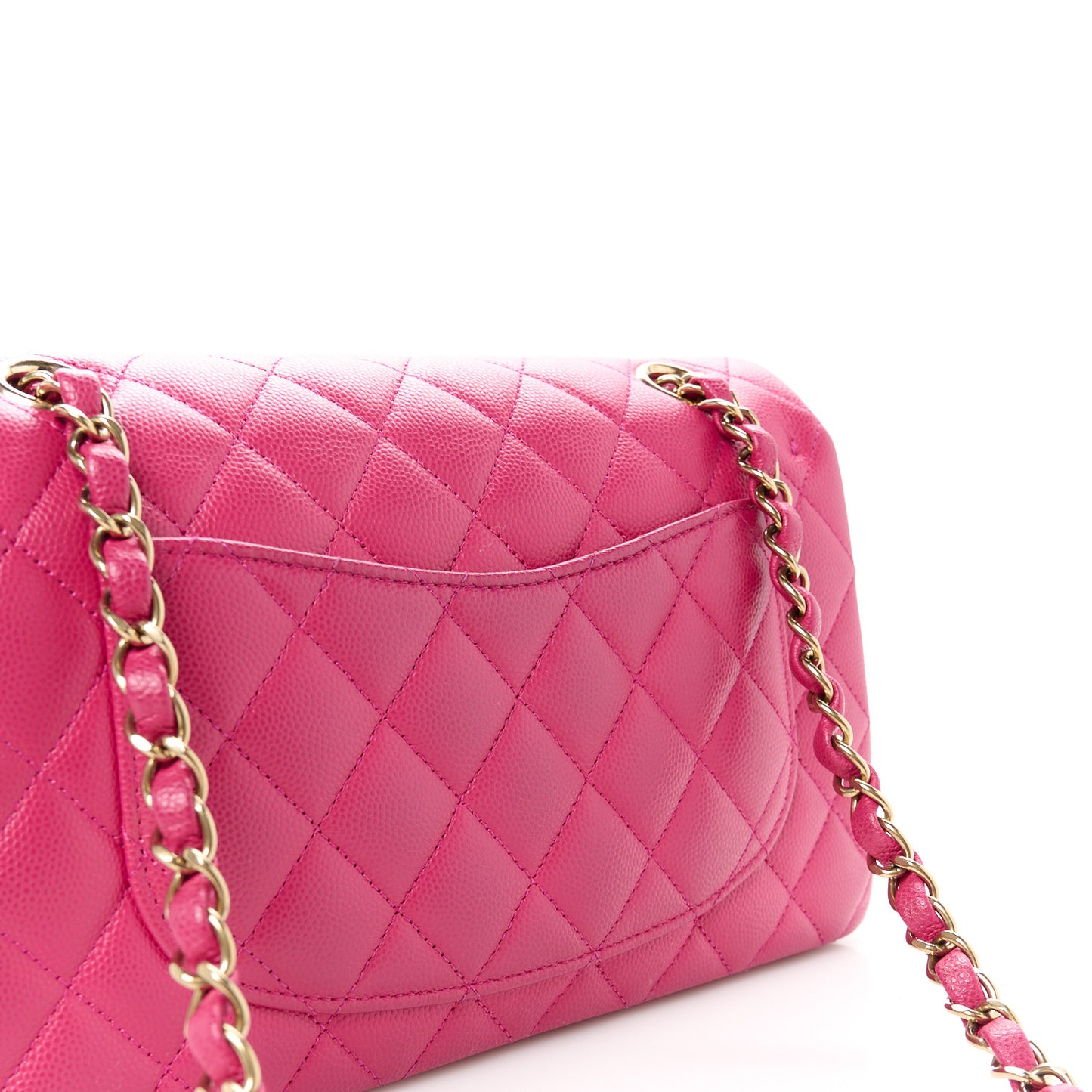 Caviar Quilted Small Double Flap Fuchsia