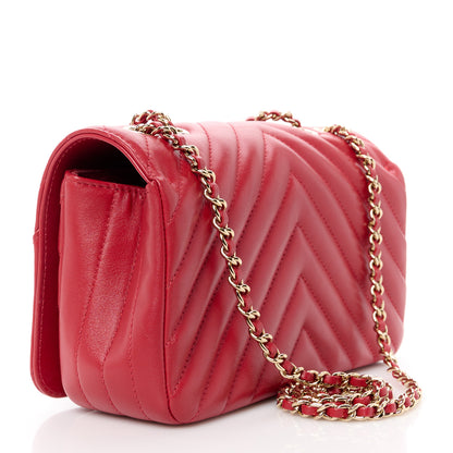 Chanel Calfskin Chevron Quilted Mini Statement Flap Red 3 of 12