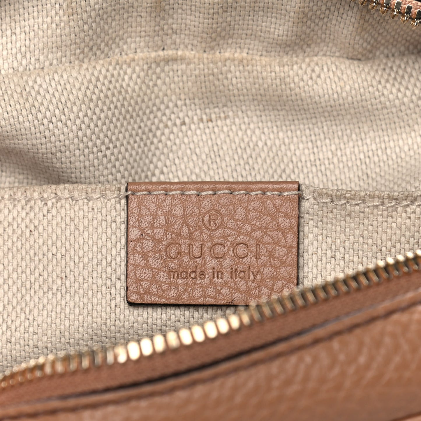 Pebbled Calfskin Small Soho Disco Bag Camelia