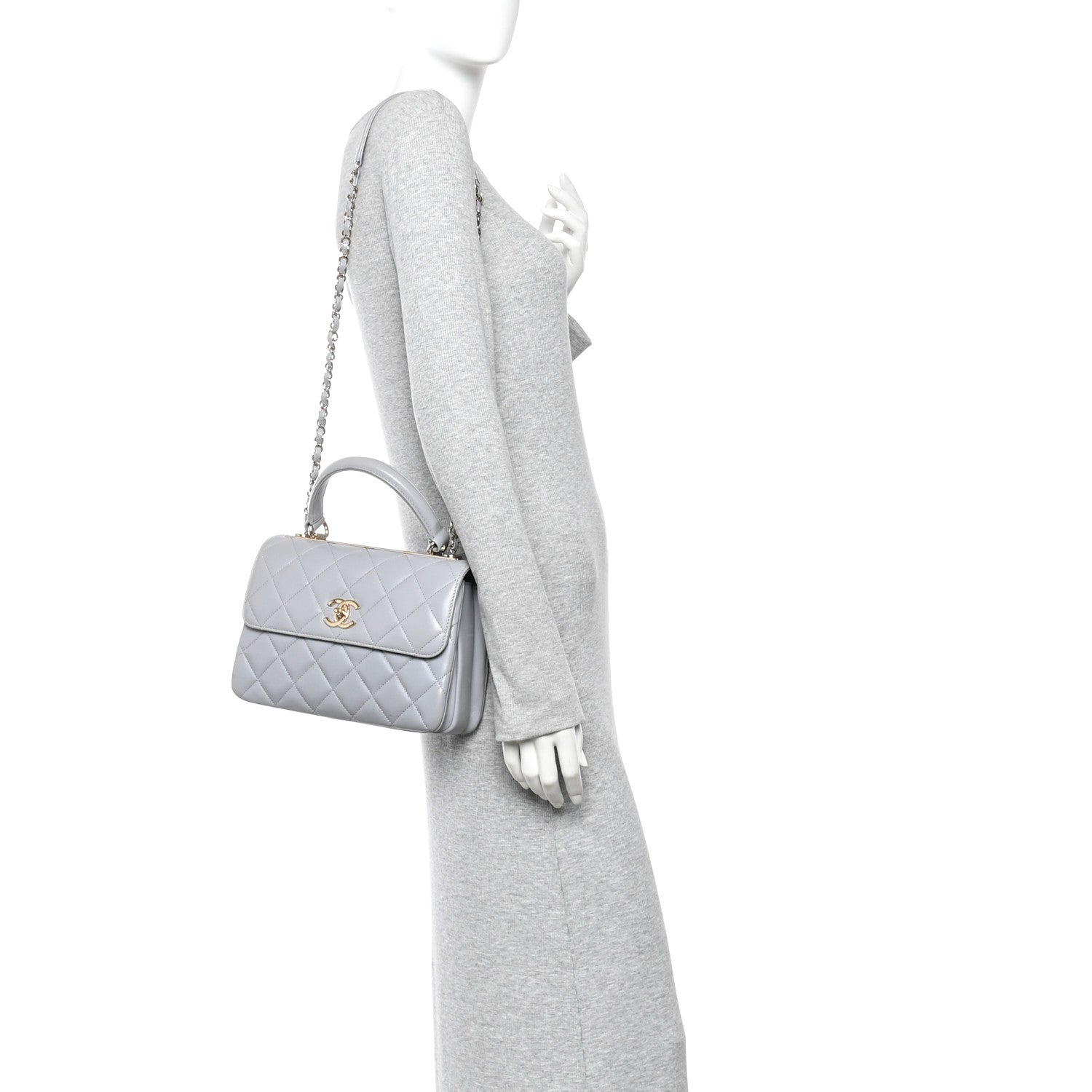 Chanel Lambskin Quilted Small Trendy CC Flap Dual Handle Bag Grey 2 of 13
