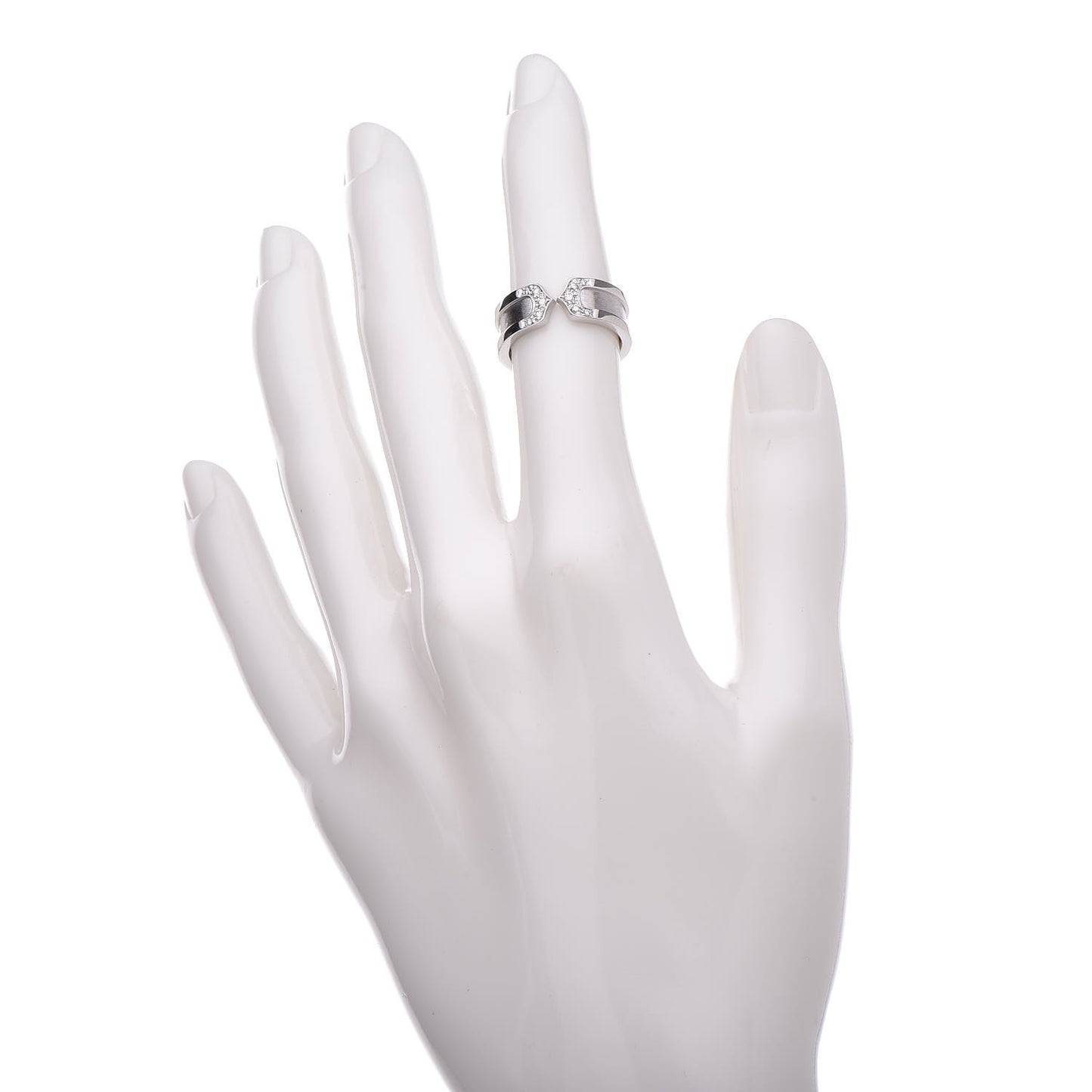 18K White Gold Diamond 6.5mm Logo De Ring 48 4.5