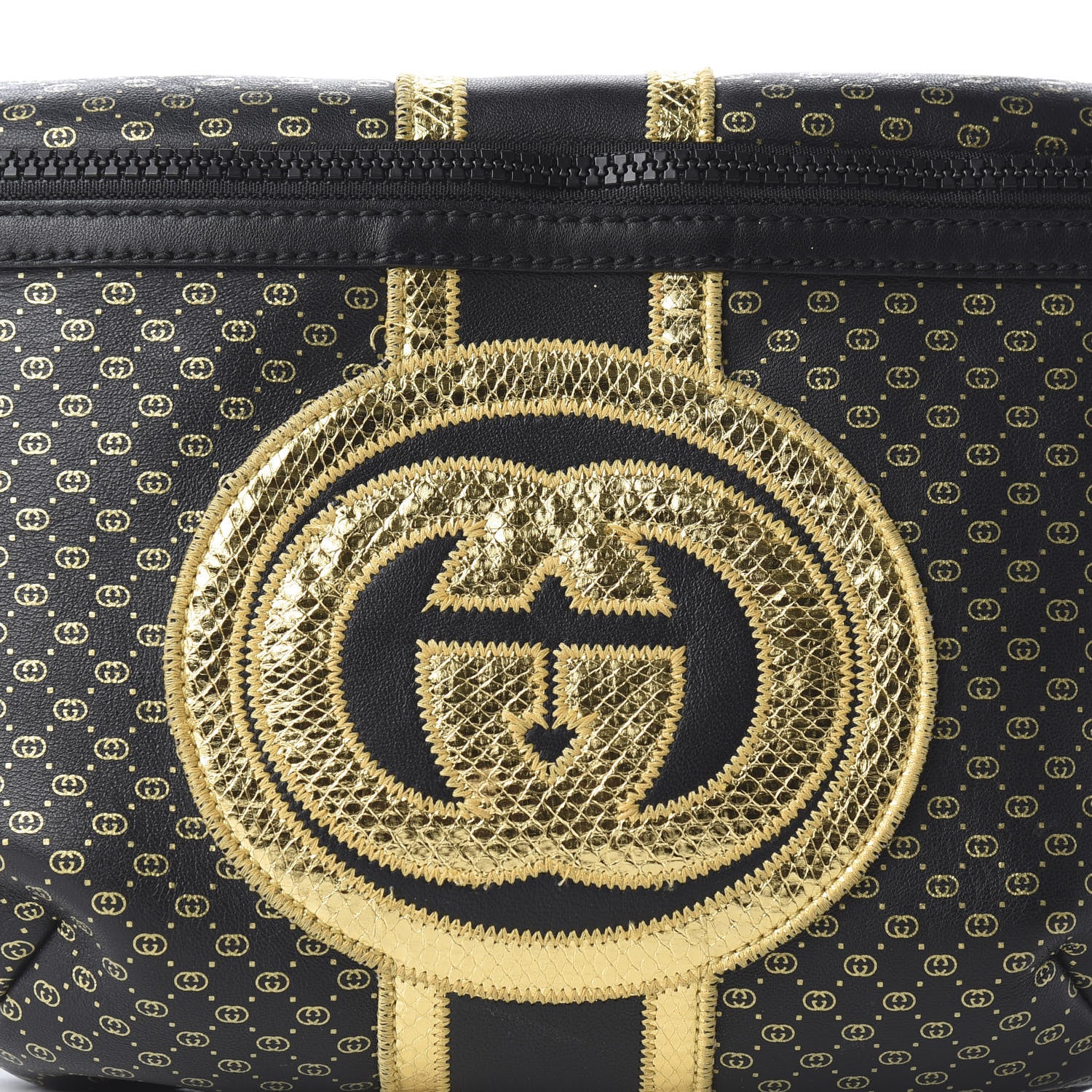 Gucci X DAPPER DAN Calfskin Laminated Ayers GG Micro Monogram Mens Belt Bag Black 9 of 9