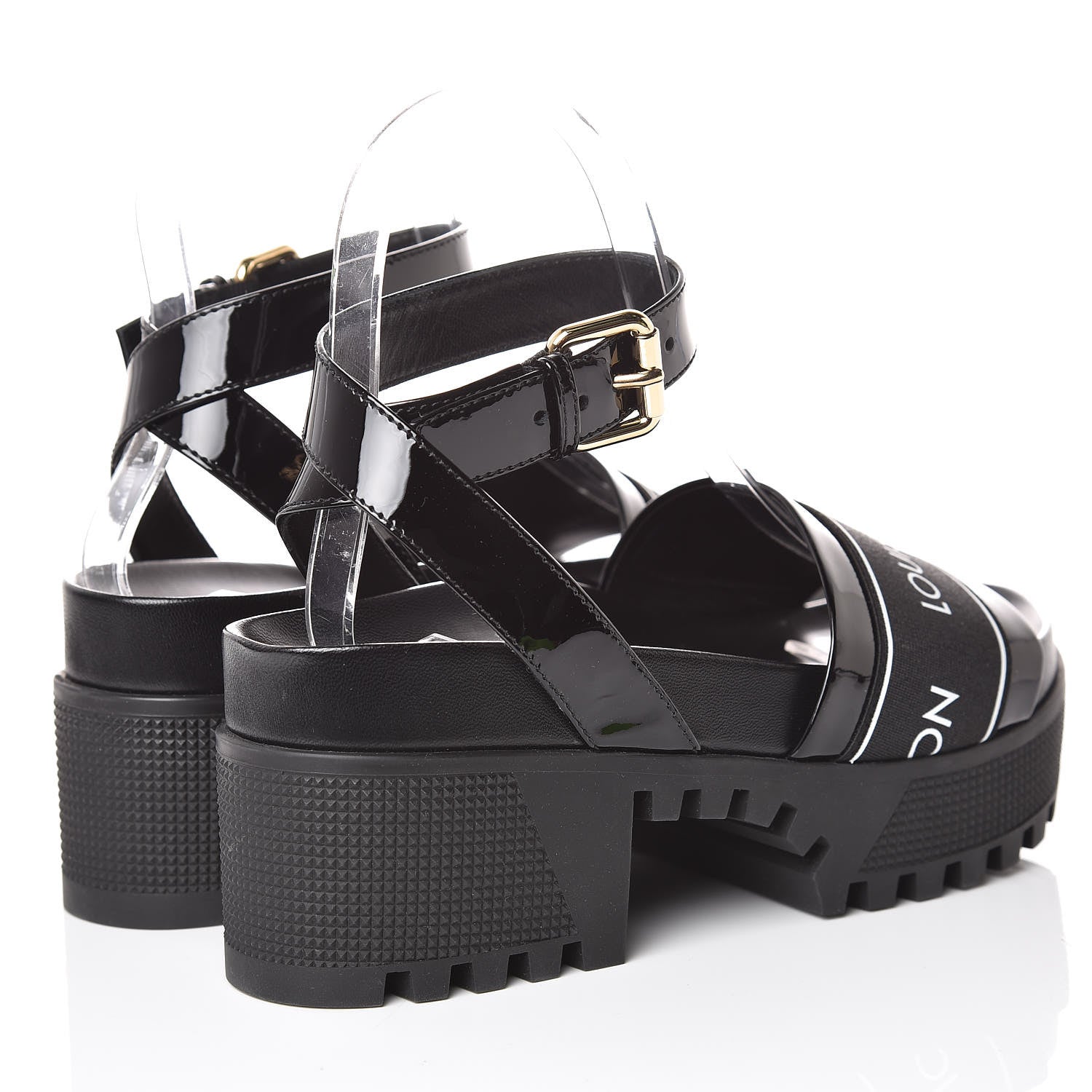 Louis Vuitton Patent Calfskin Laureate Platform Sandals 35 Black 4 of 9