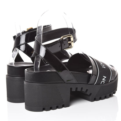 Louis Vuitton Patent Calfskin Laureate Platform Sandals 35 Black 4 of 9