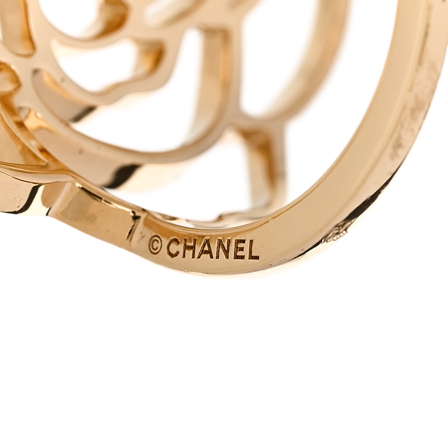 Chanel 18K Yellow Gold Diamond Petales de Camellia Ring 53 6.5 5 of 7