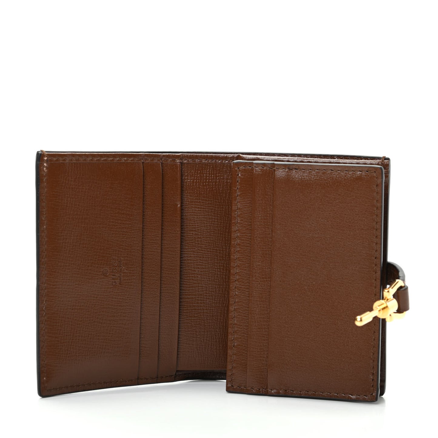 GG Supreme Monogram Textured Calfskin Web Jackie 1961 Card Case Beige Ebony Brown Sugar