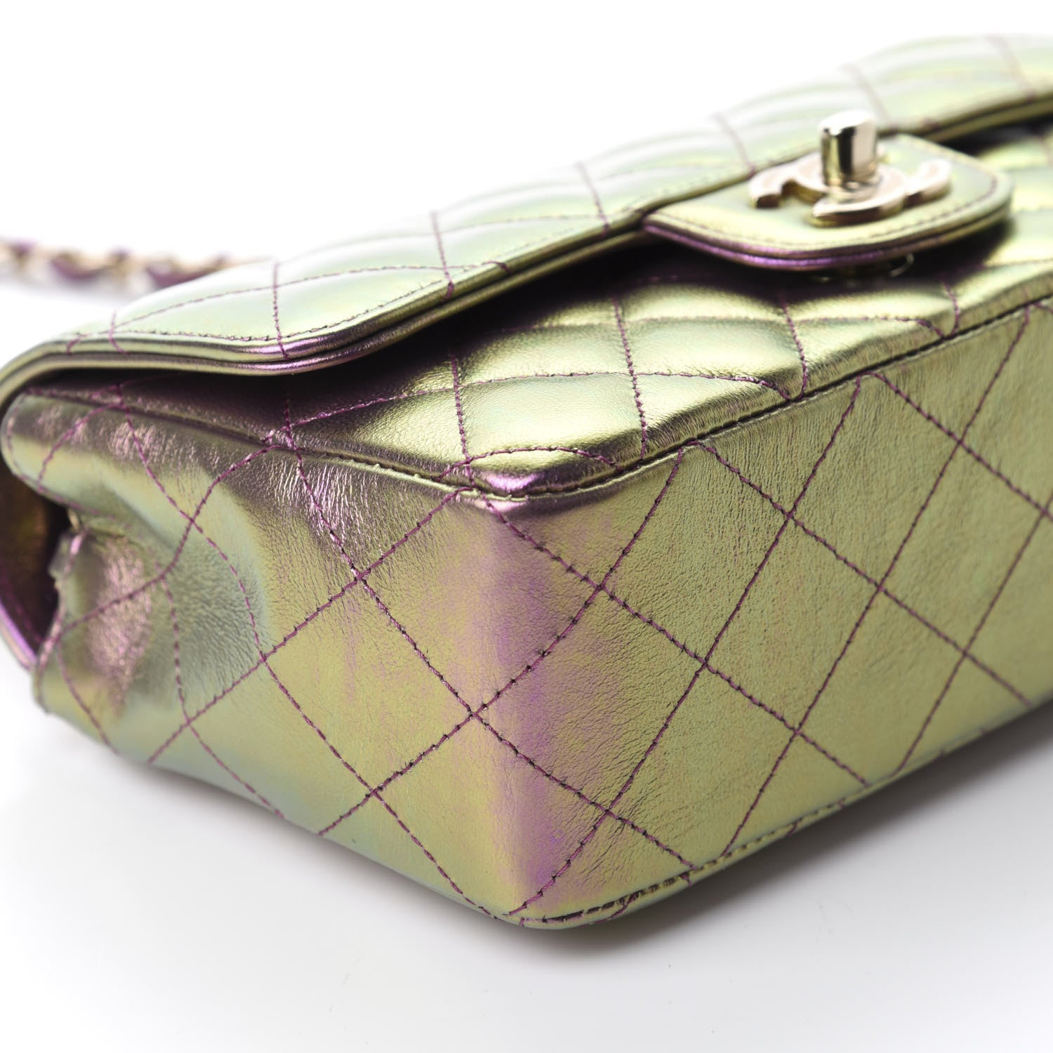 Chanel Iridescent Lambskin Quilted Mini Rectangular Flap Purple 6 of 11