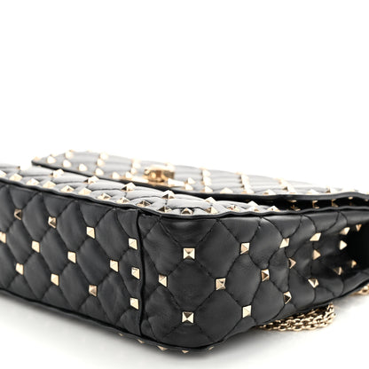 Valentino Garavani Lambskin Medium Rockstud Spike Shoulder Bag Black 9 of 10