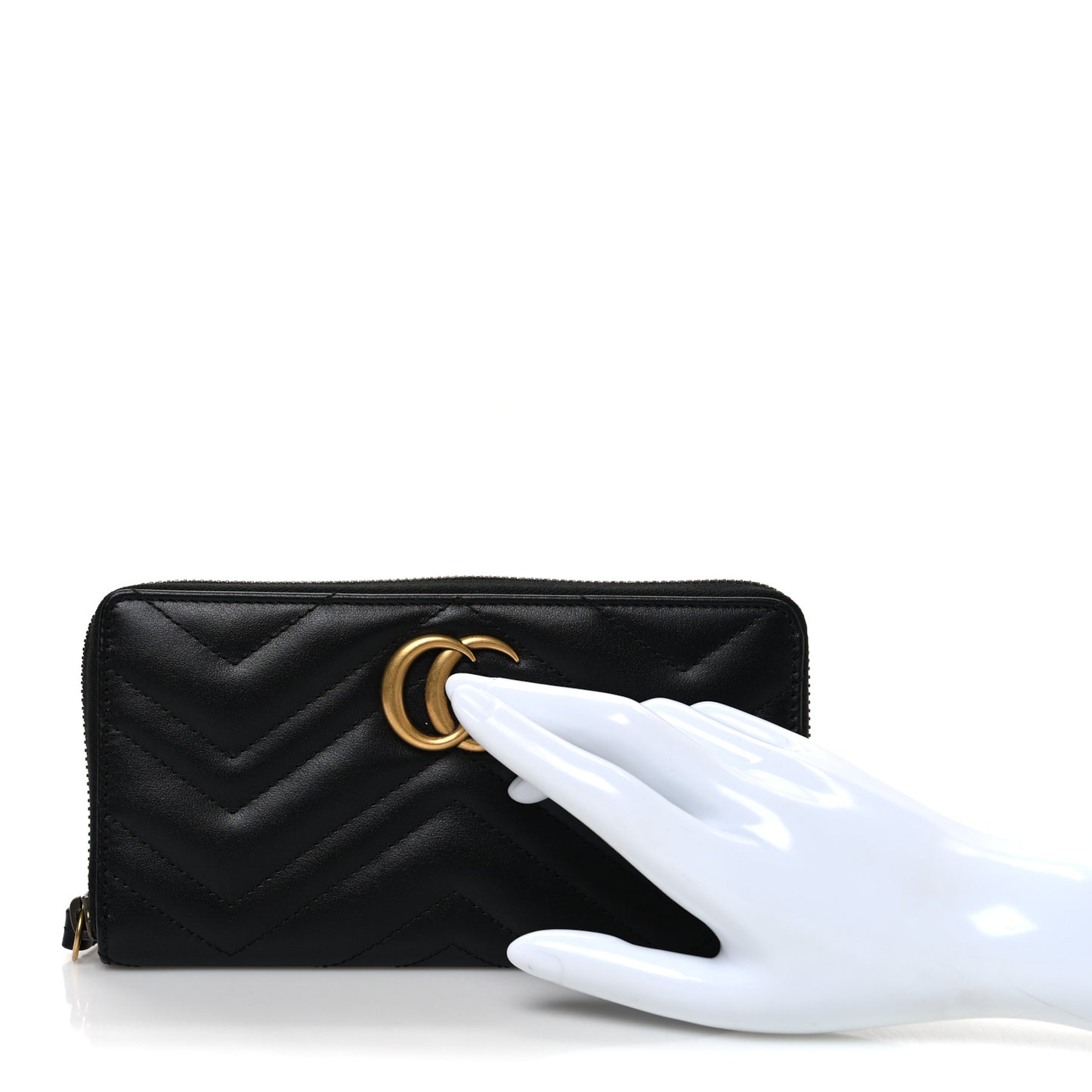 Calfskin Matelasse GG Marmont Zip Around Wallet Black Black