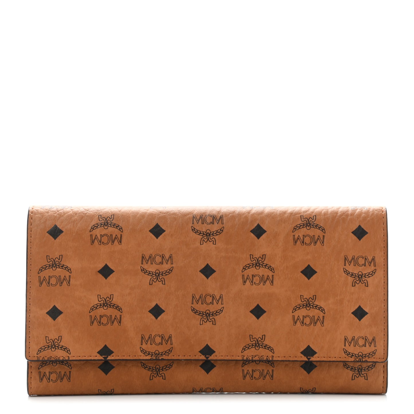 Visetos Large Trifold Flap Wallet Cognac