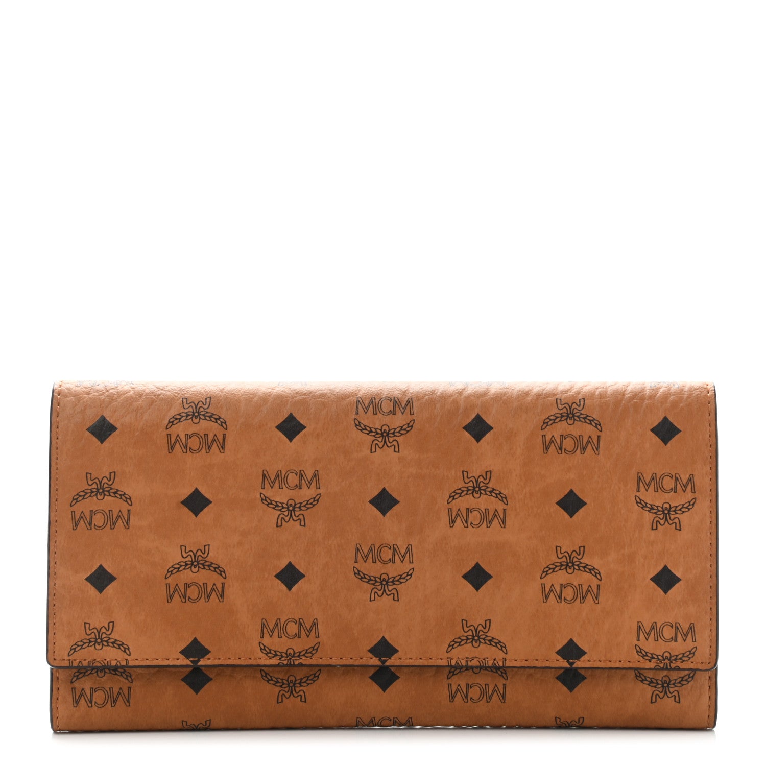 MCM Visetos Large Trifold Flap Wallet Cognac 1 of 7