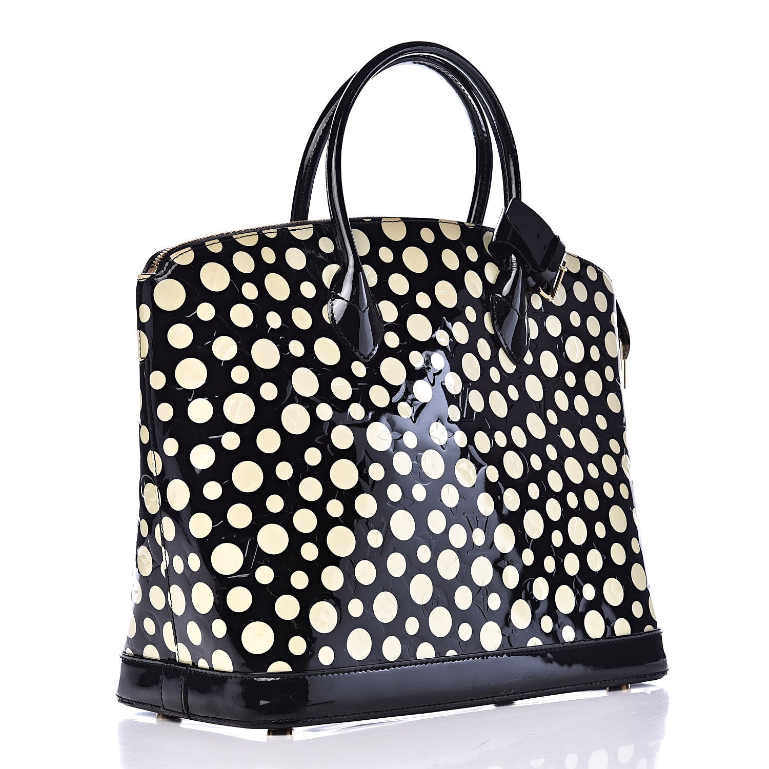 Louis Vuitton Vernis Kusama Infinity Dots Lockit MM Black 3 of 11