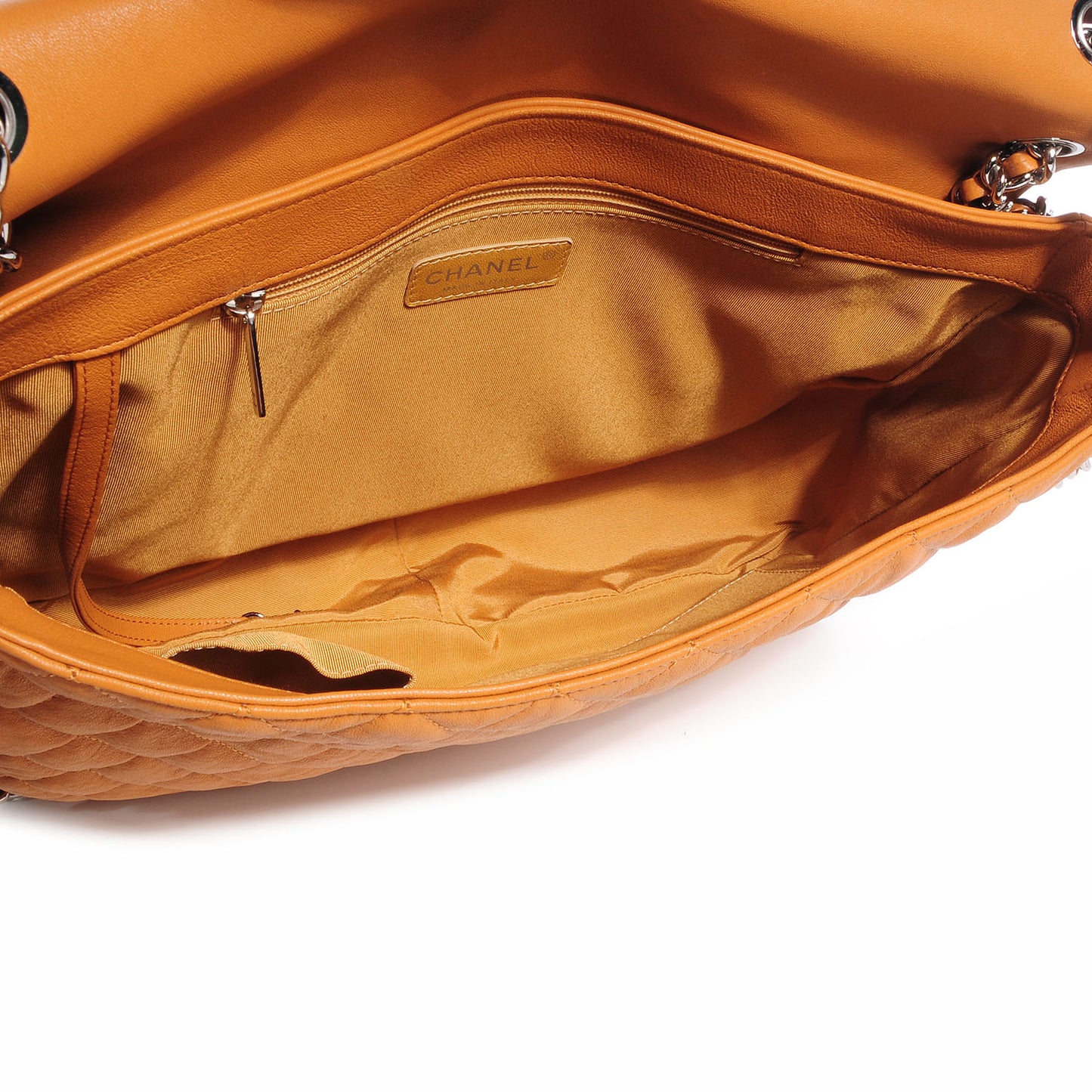 Washed Lambskin Chain Around Maxi Flap Bag Dark Beige