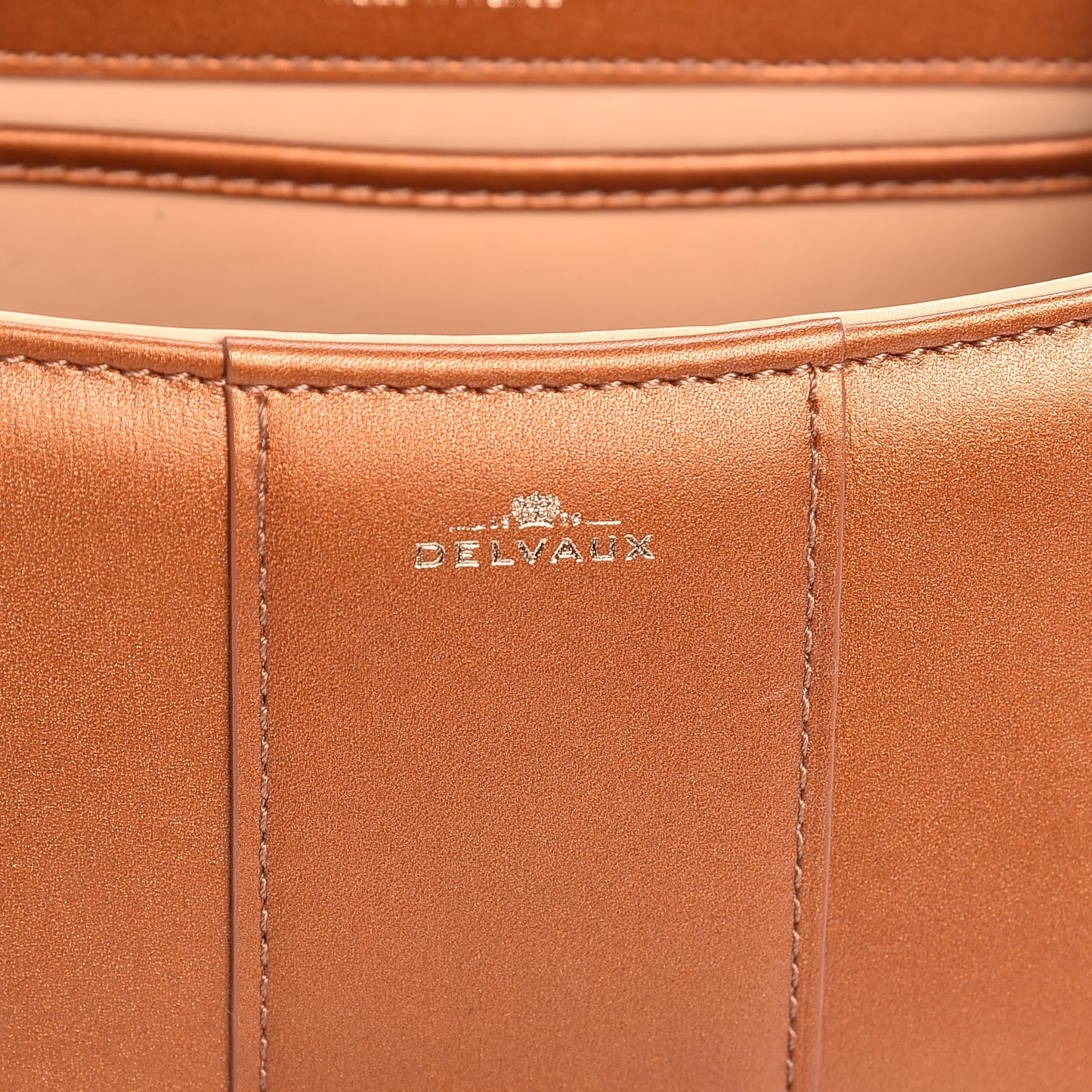 Metallic Calfskin Mini Brillant Satchel Camel