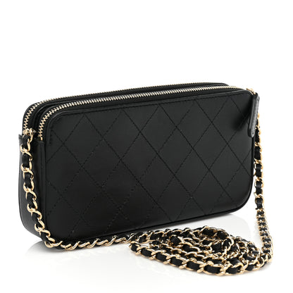 Chanel Goatskin Enamel Quilted Small Clutch With Chain Black 3 of 13