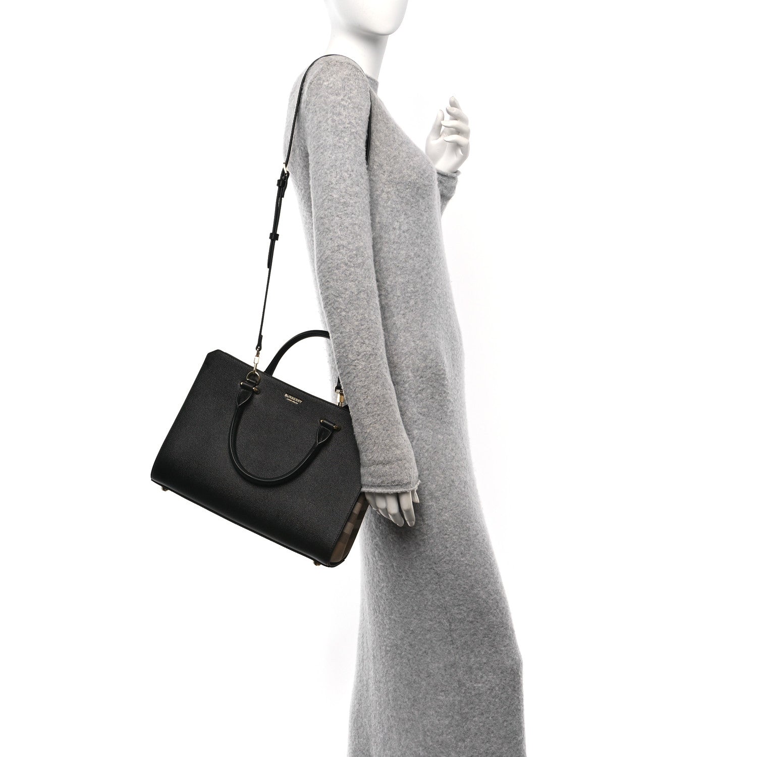Burberry Calfskin Mega Check Small Banwell Tote Black 2 of 9