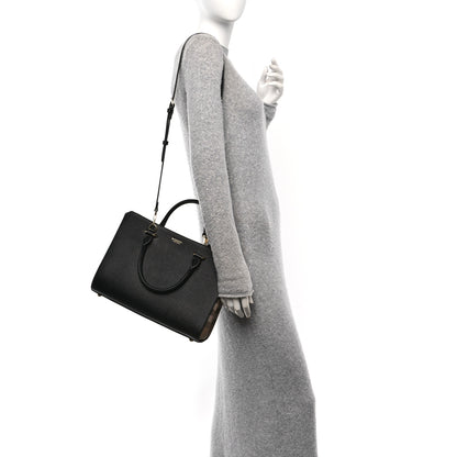 Burberry Calfskin Mega Check Small Banwell Tote Black 2 of 9