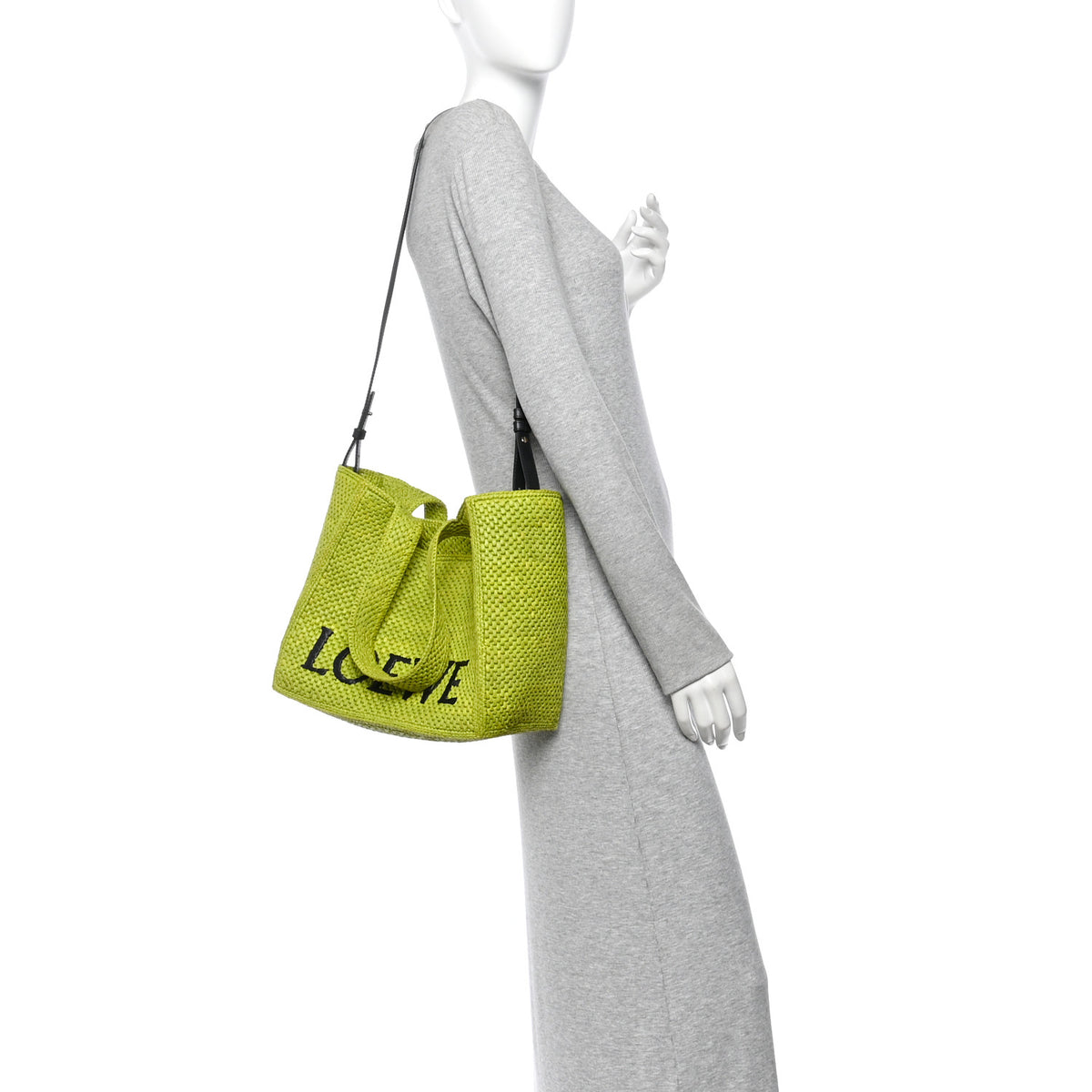 Loewe X PAULA'S IBIZA Raffia Medium  Font Tote Meadow Green 2 of 10