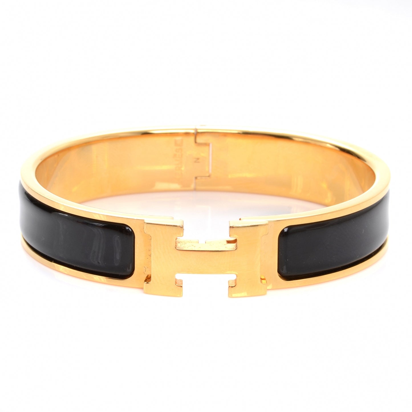 Enamel Narrow Clic Clac H Bracelet PM Black