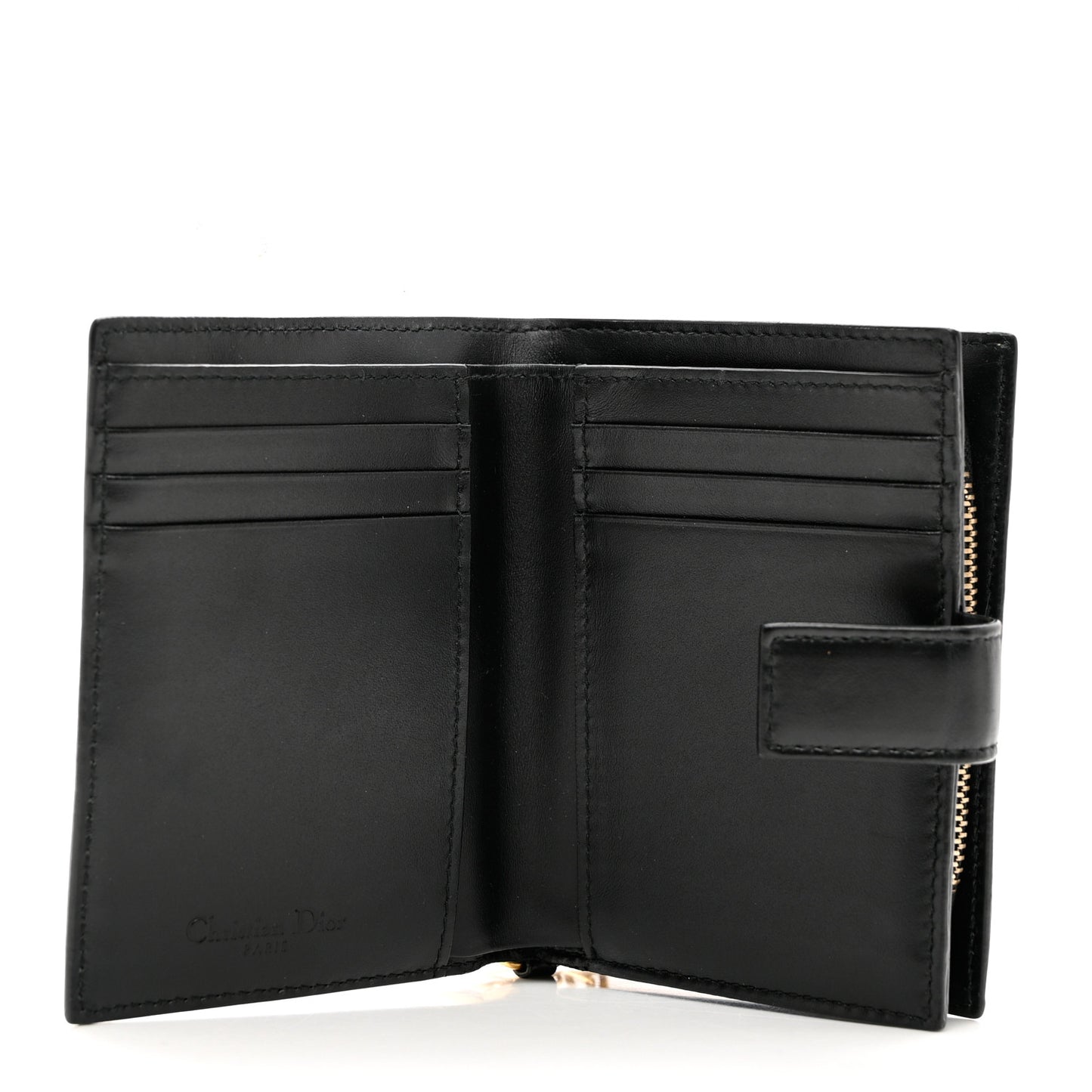 Lambskin Cannage Studded Lady Dior Compact Wallet Black