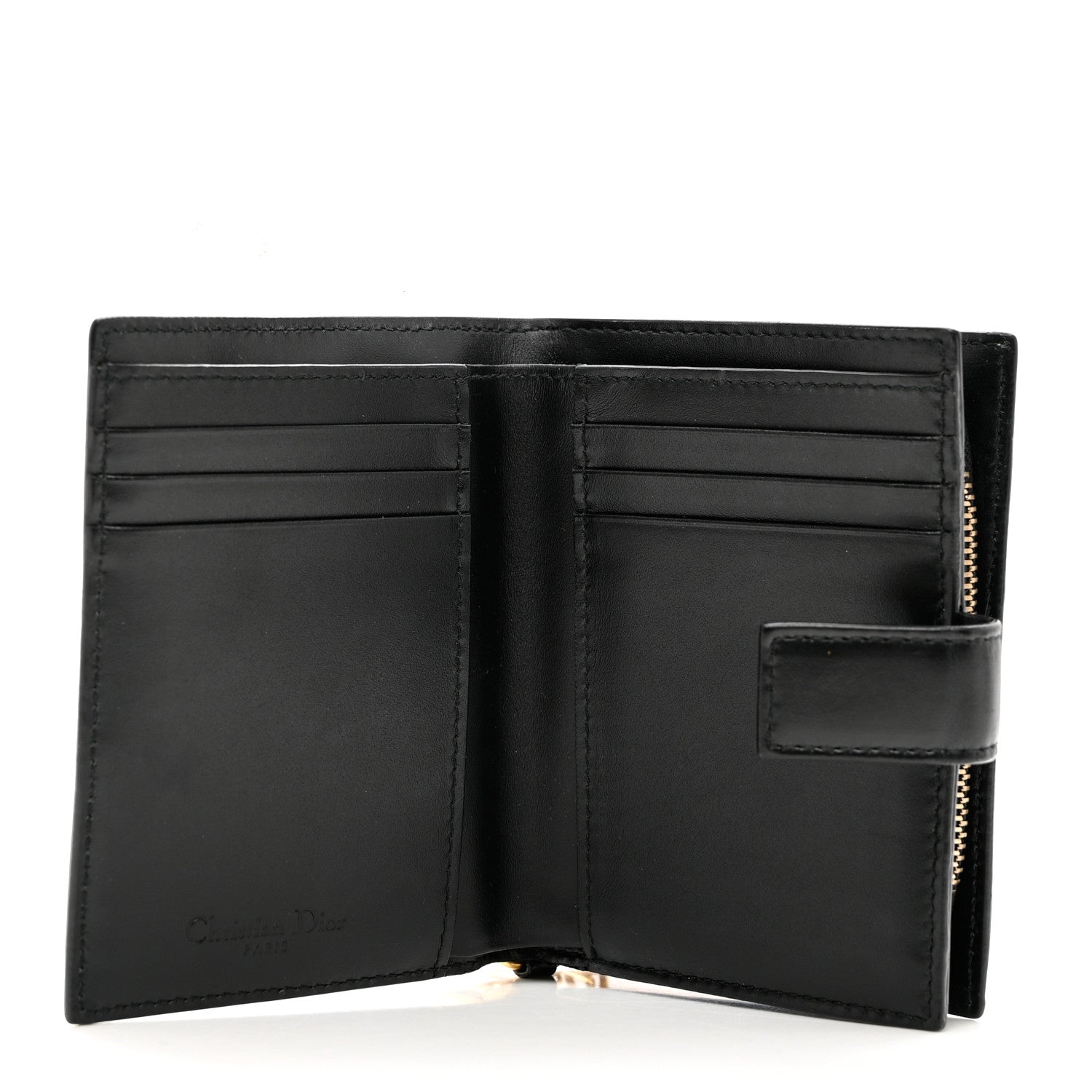 Christian Dior Lambskin Cannage Studded Lady Dior Compact Wallet Black 5 of 7