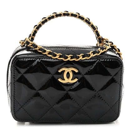 Chanel Patent Quilted Mini Pick Me Up Vanity Case Black 1 of 10