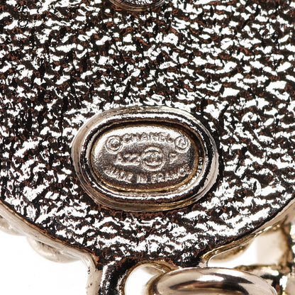 Chanel Metal Pearl Crystal Coco Script CC Drop Earrings Gold 4 of 5