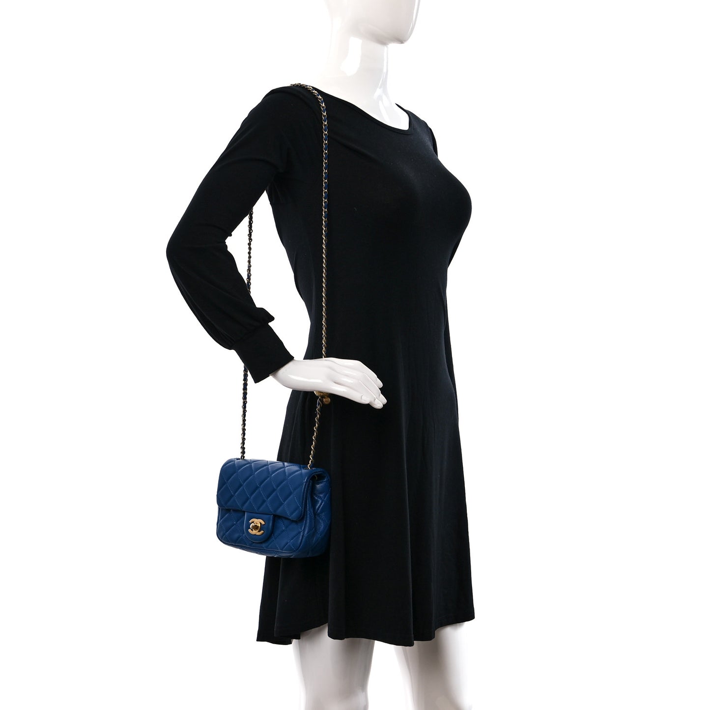 Lambskin Quilted Mini Pearl Crush Flap Blue