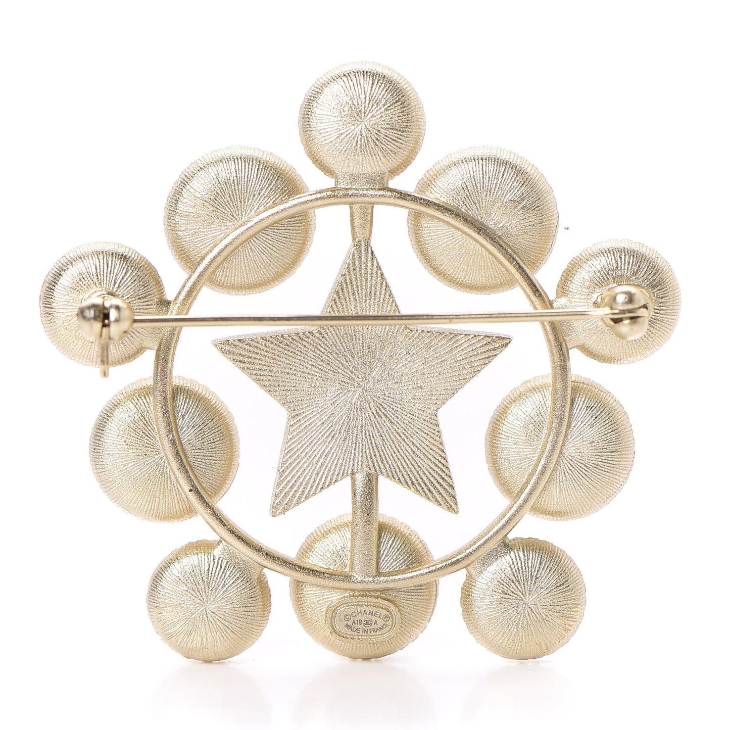 Pearl Crystal CC Star Brooch Gold