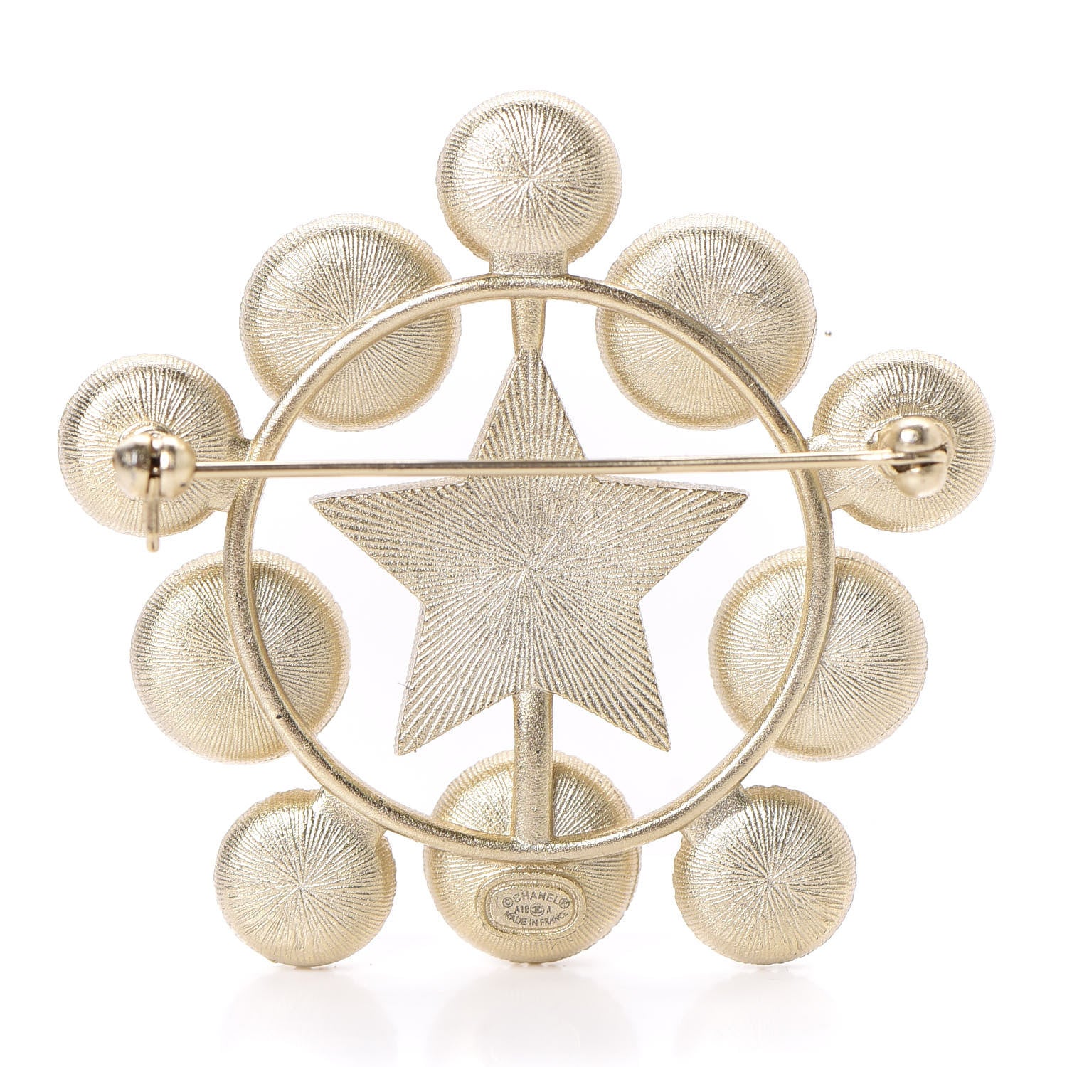 Chanel Pearl Crystal CC Star Brooch Gold 3 of 5