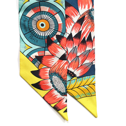 Hermes Silk The Savana Dance Twilly Turquoise Petrole Jaune 2 of 4