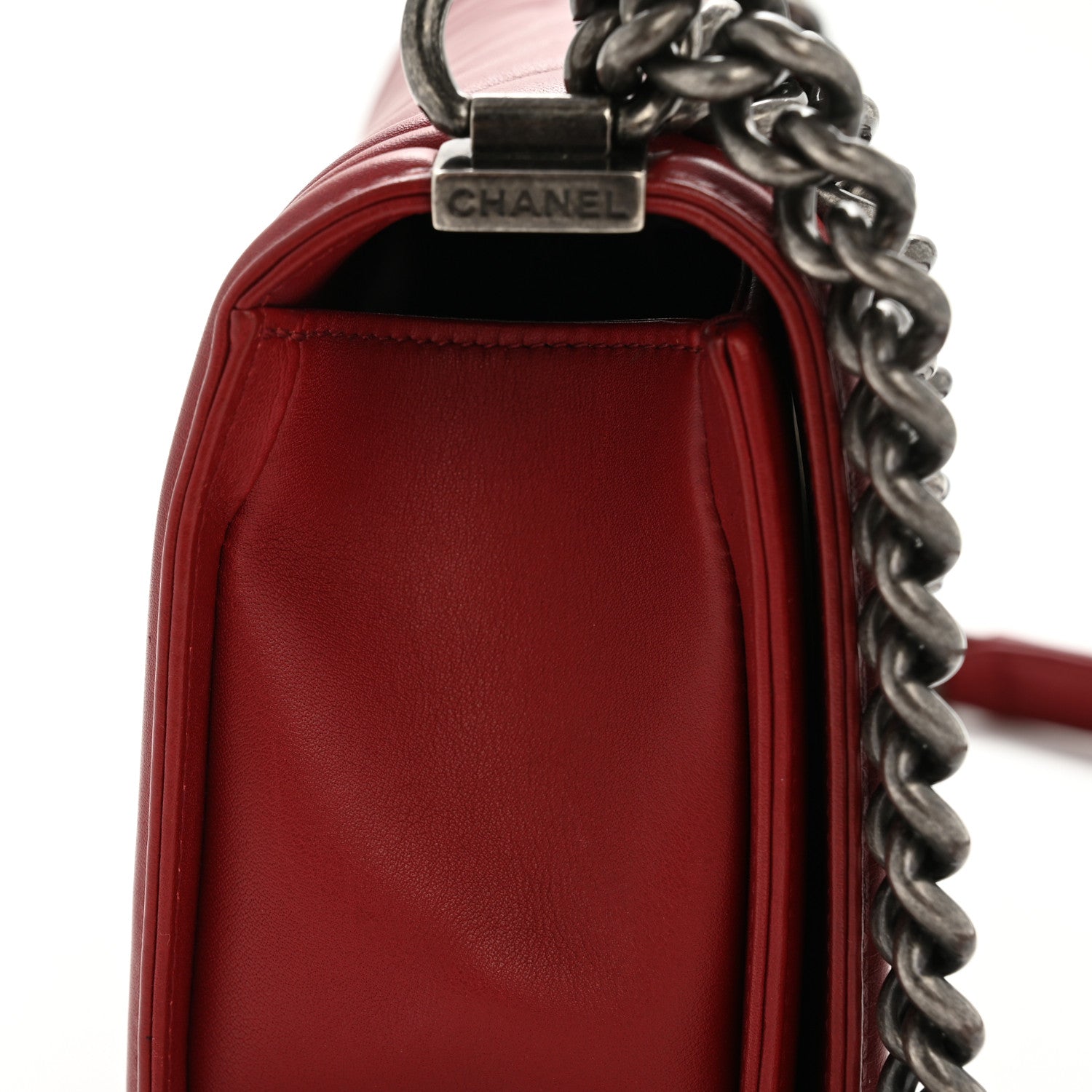 Chanel Lambskin Chevron Quilted Medium Boy Flap Red 12 of 12