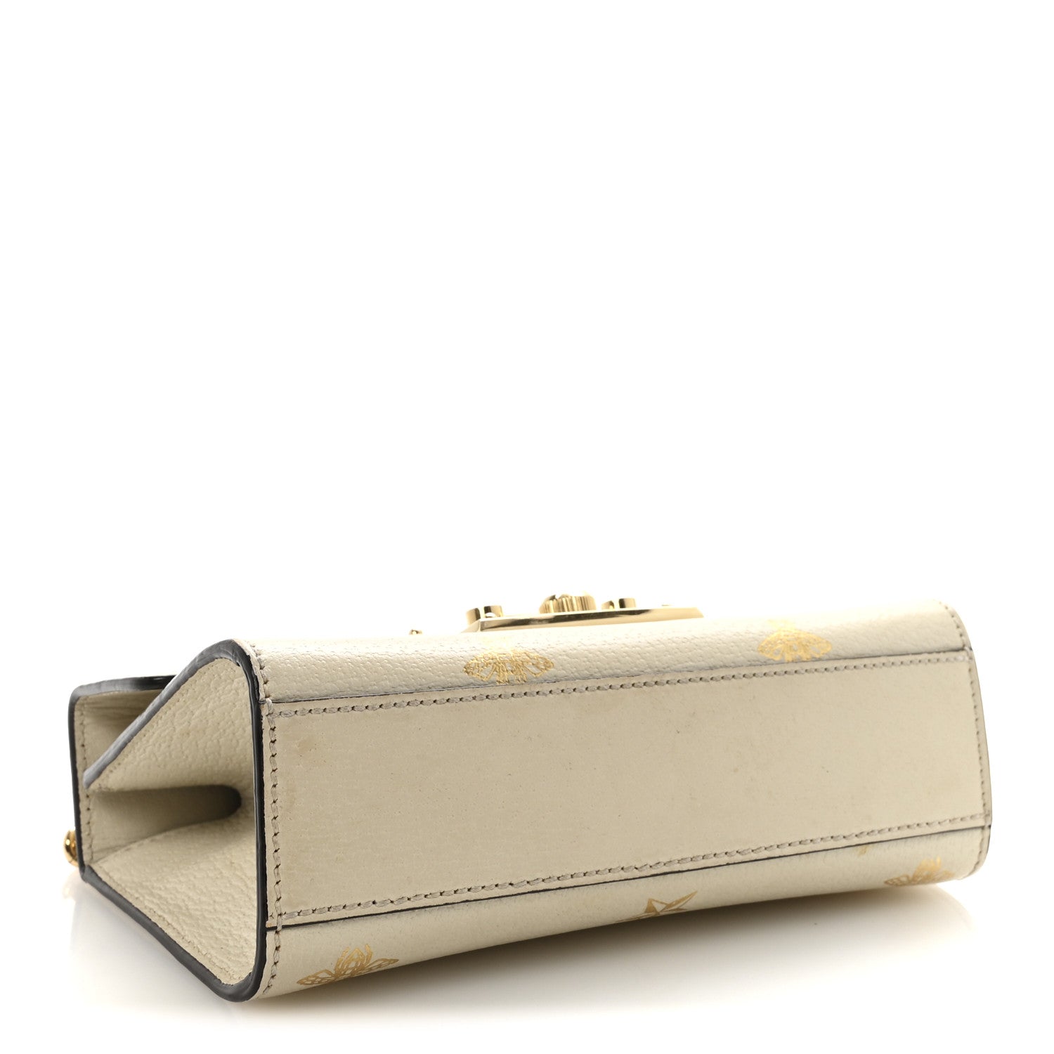 Gucci Grained Calfskin Bee Star Small Padlock Shoulder Bag White 4 of 10
