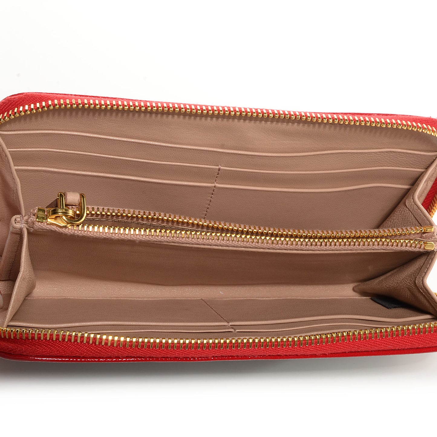 Saffiano Vernice Bi-Color Zip Around Wallet Black Rosso