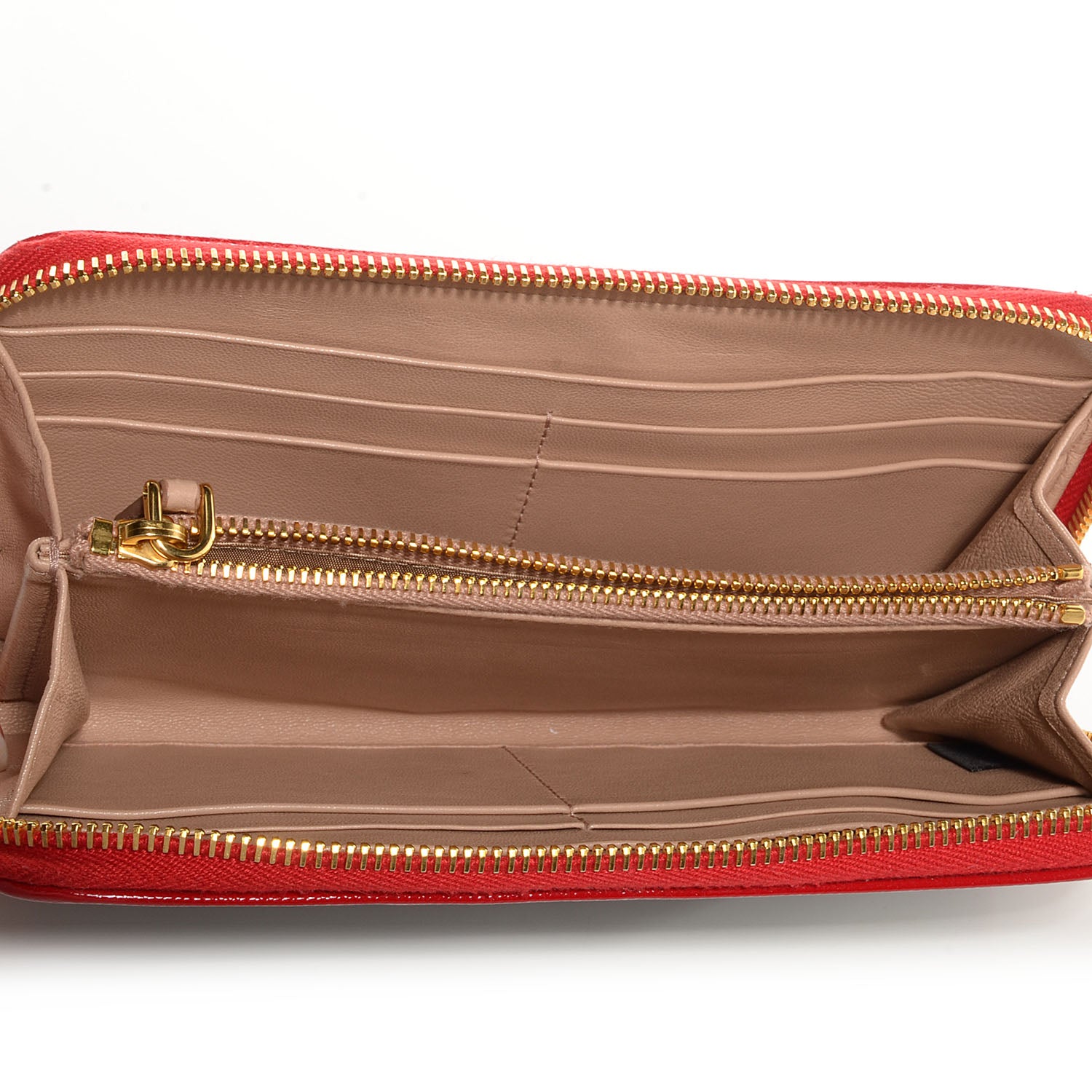Prada Saffiano Vernice Bi-Color Zip Around Wallet Black Rosso 7 of 9