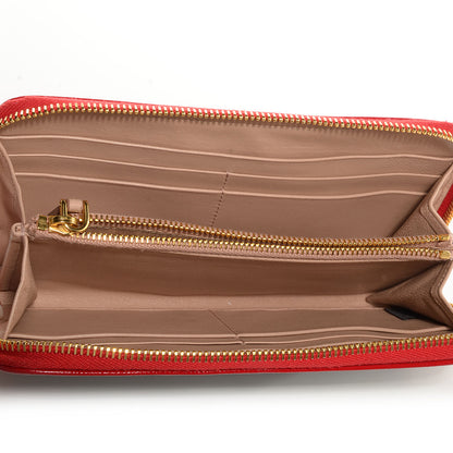 Prada Saffiano Vernice Bi-Color Zip Around Wallet Black Rosso 7 of 9