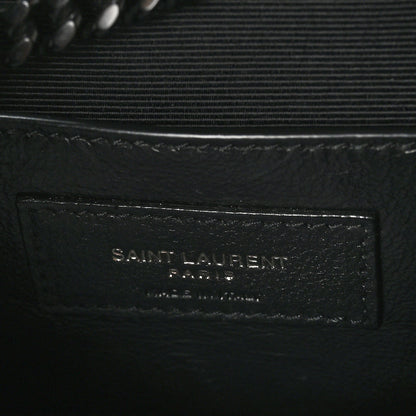 Saint Laurent Grain De Poudre Textured Mixed Matelasse Triquilt Small Monogram Monochrome Satchel Black 6 of 11