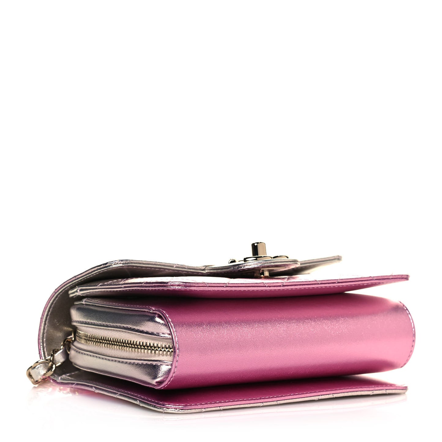 Metallic Lambskin Like A Wallet Flap Golden Pink