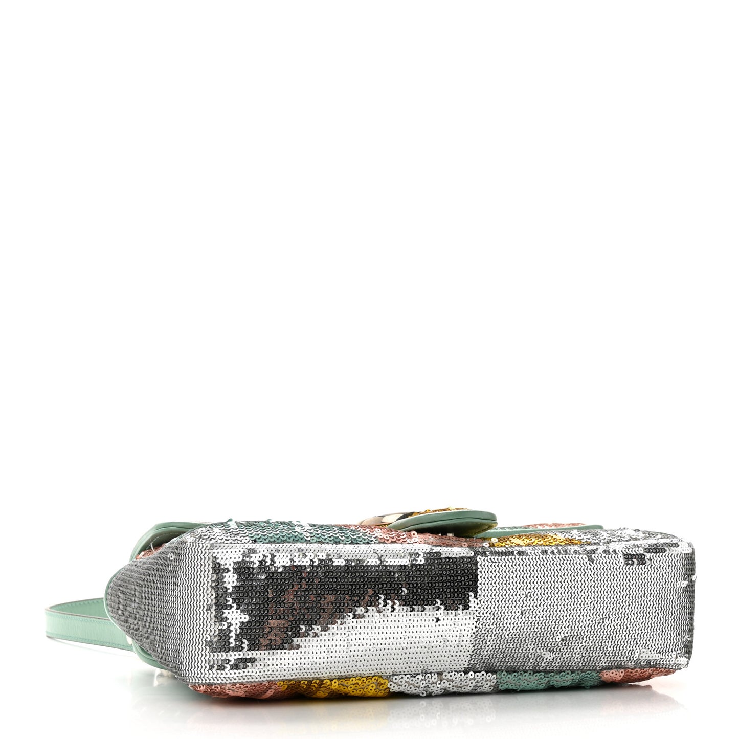 Sequin Satin Calfskin Matelasse Diagonal Small GG Marmont Shoulder Bag Grigio Argento Verde Chiaro Rosa Giallo Light Water Green