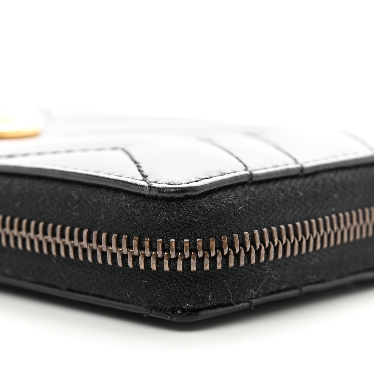Gucci Calfskin Matelasse GG Marmont Zip Around Wallet Black 7 of 9
