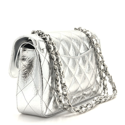 Chanel Hammered Metallic Calfskin Quilted Small Double Flap Silver 3 of 10