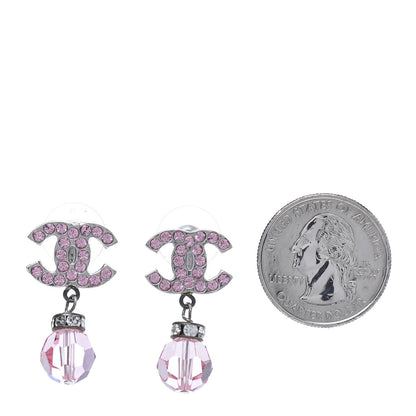 Chanel Crystal CC Drop Earrings Pink Ruthenium 2 of 4