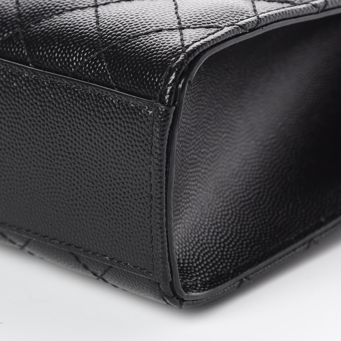 Grain De Poudre Textured Mixed Matelasse Large Triquilt Monogram Satchel Black