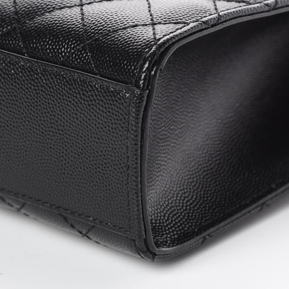 Saint Laurent Grain De Poudre Textured Mixed Matelasse Large Triquilt Monogram Satchel Black 10 of 10