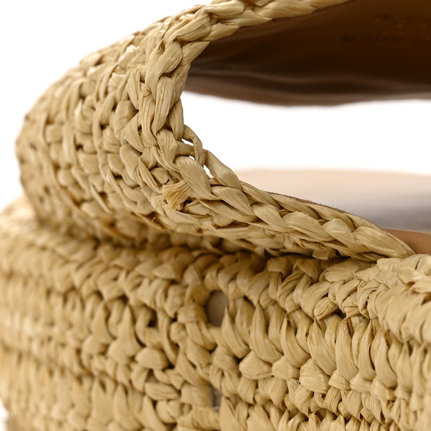 Raffia Metal Triangle Logo Woven Flatform 35mm Slide Sandals 39 Naturale
