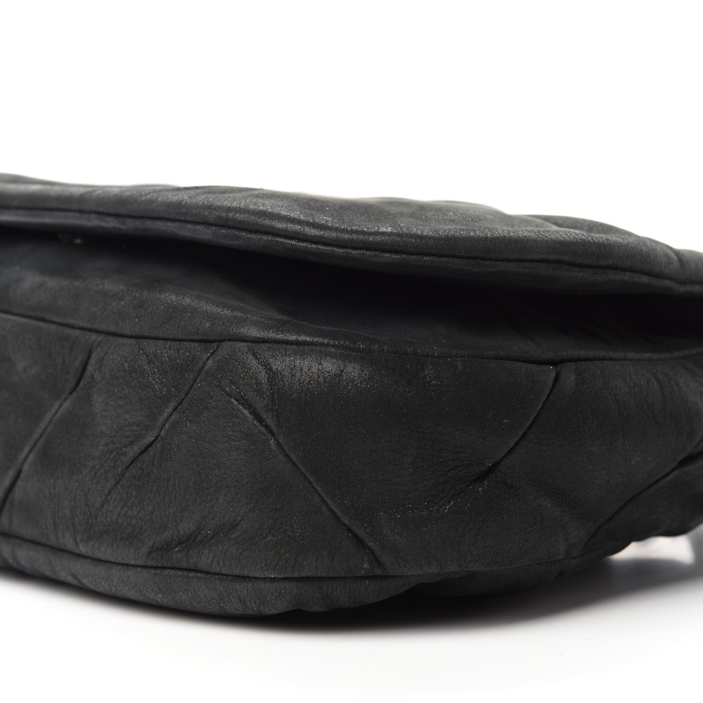 Iridescent Calfskin Glint Accordion Flap Black