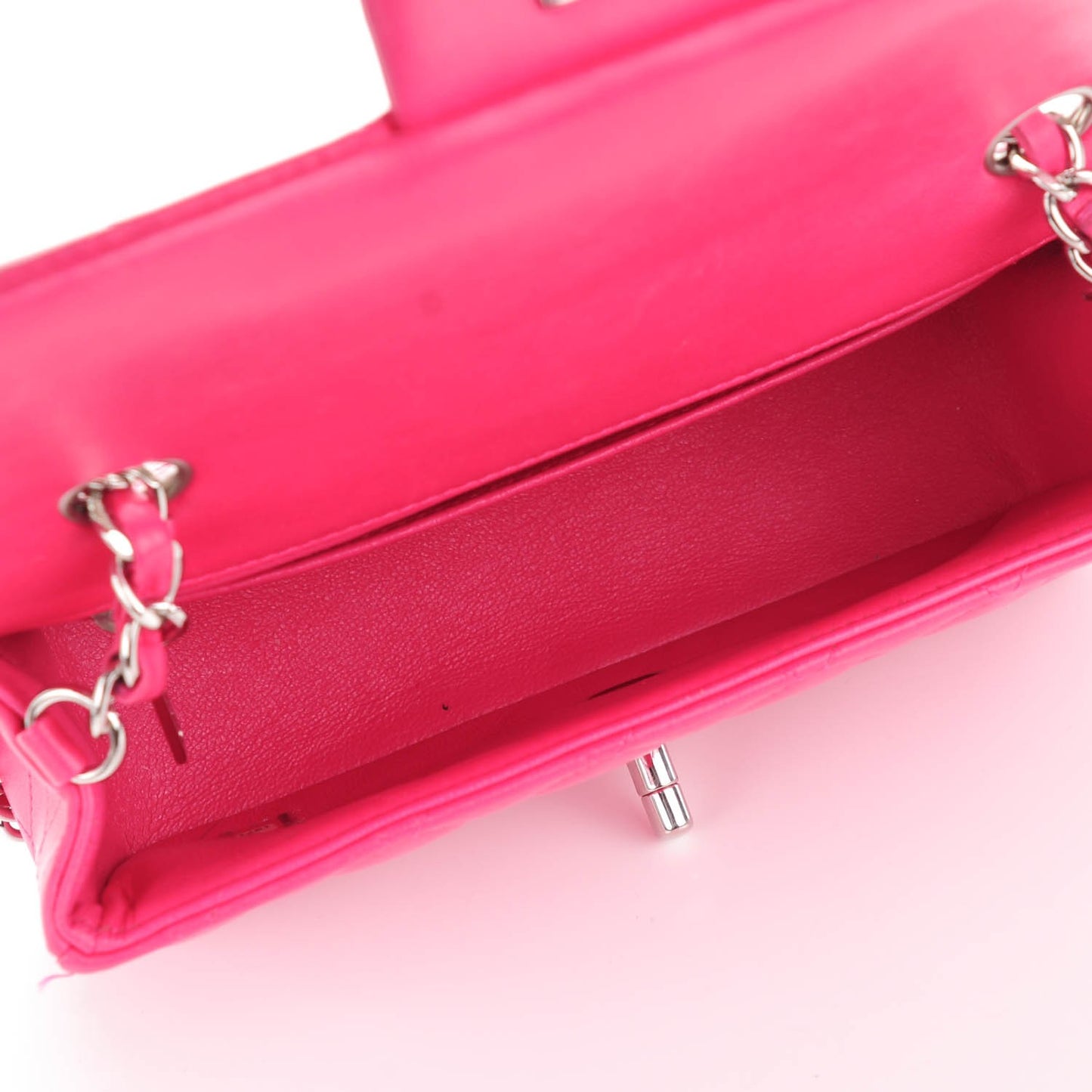 Lambskin Quilted Mini Rectangular Flap Dark Pink