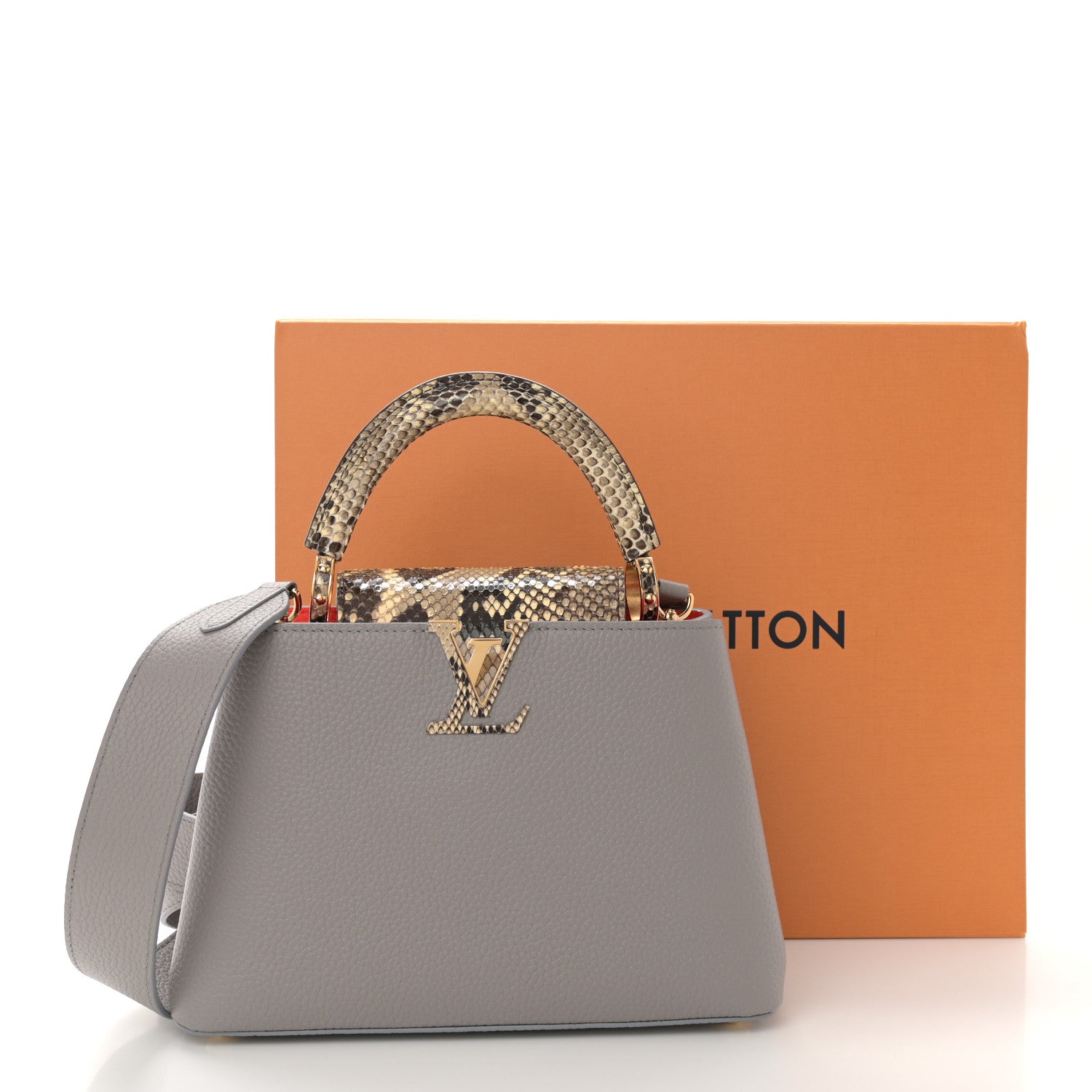 Louis Vuitton Taurillon Snakeskin Capucines BB Steeple Grey