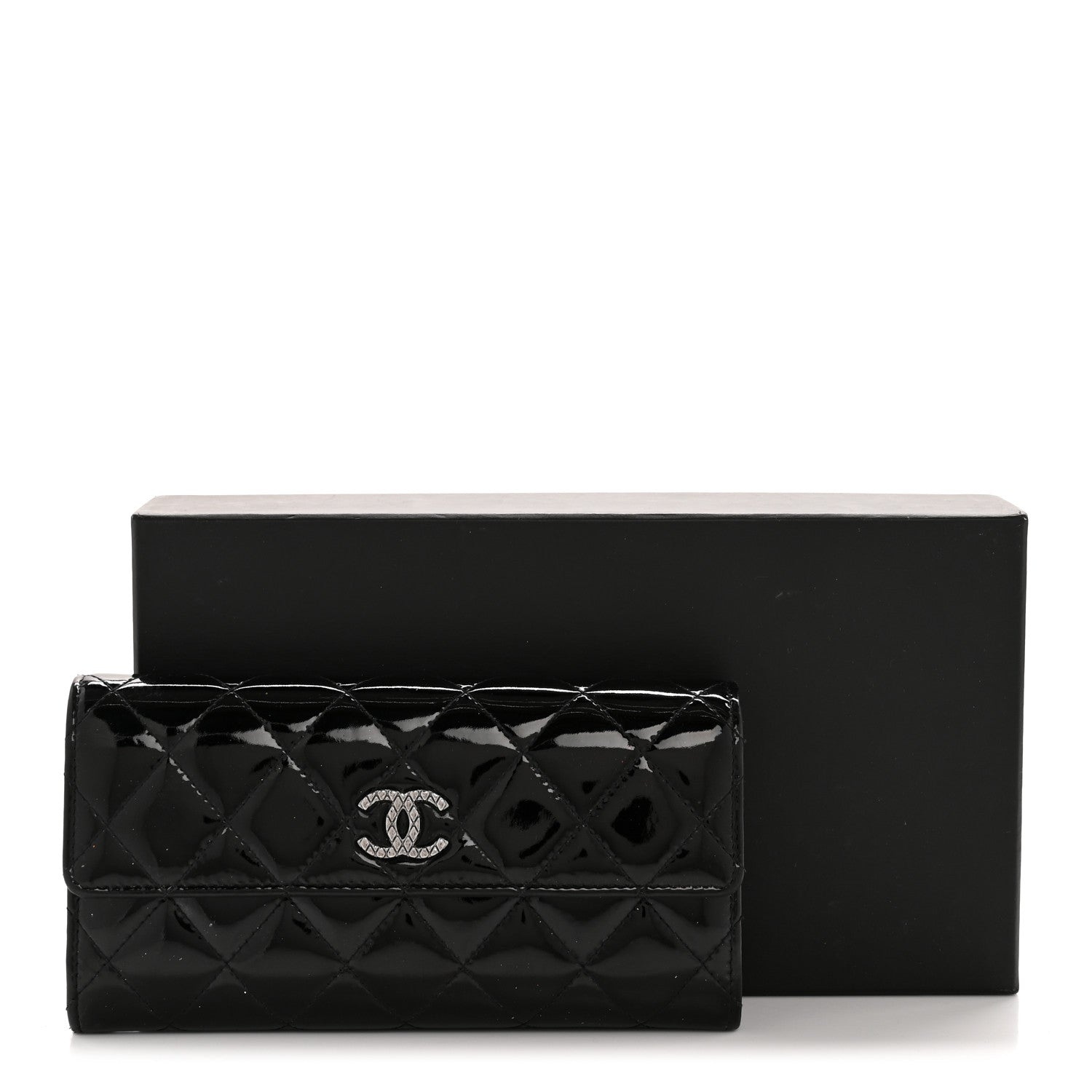 Chanel Patent Quilted Large Brilliant Flap Wallet Black 13 of 13